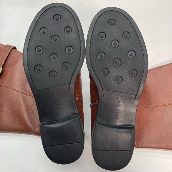 David Tate Knee High Boots SZ 7.5W Brown Adjustable Calf Buckle Zip Up EUC - Picture 10 of 13